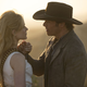 Dolores (Evan Rachel Wood) and Teddy (James Marsden) in Westworld.